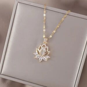 Elegant Gold and Silver Lotus Pendant  Necklace. Satya style